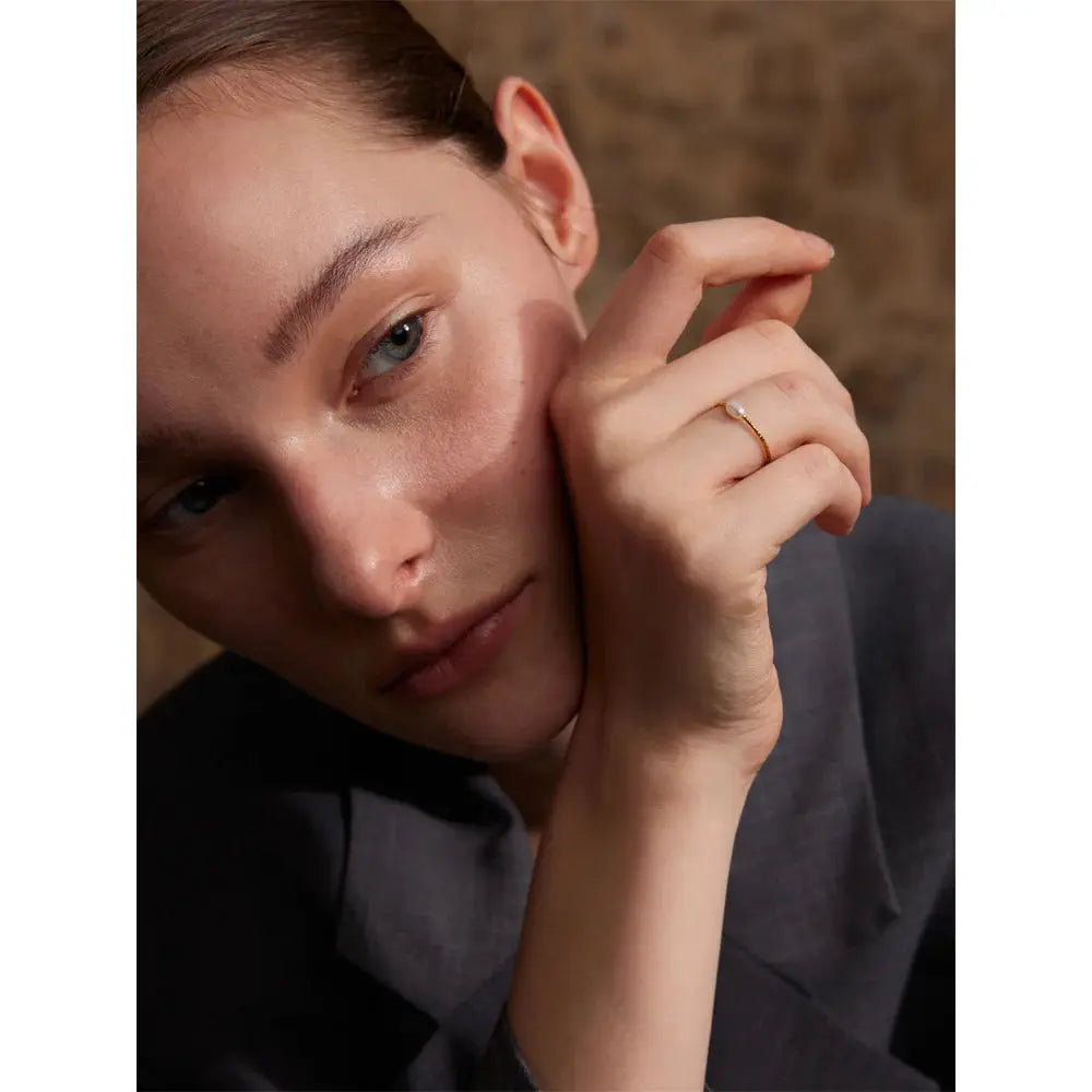 Bague Fine Perle d'Eau Douce — Argent 925 Plaqué Or 18K Bijoux de Paris