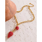 Collier Pendentif Fraise — Argent 925 Plaqué Or 18K Bijoux de Paris