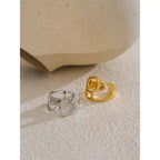 Bague Ouverte Géométrique Ajourée — Argent 925 Plaqué Or 18K Bijoux de Paris