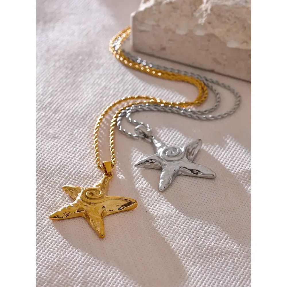 Collier Pendentif Étoile de Mer — Argent 925 Plaqué Or 18K Bijoux de Paris