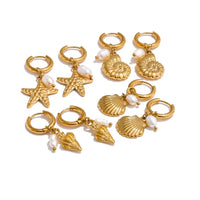Boucles d'Oreilles Coquillage Perle d'Eau Douce — Argent 925 Plaqué Or 18K Bijoux de Paris