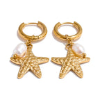Boucles d'Oreilles Coquillage Perle d'Eau Douce — Argent 925 Plaqué Or 18K Bijoux de Paris