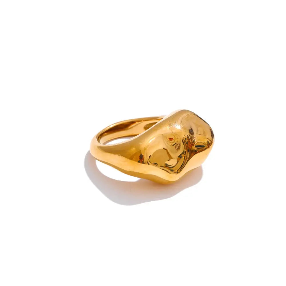 Bague Statement Géométrique Texturée — Argent 925 Plaqué Or 18K Bijoux de Paris