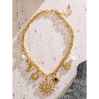 Collier Pendentif Céleste - Étoile, Lune et Soleil — Argent 925 Plaqué Or 18K From Paris Jewelry