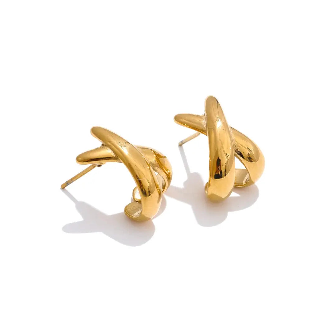Puces d'Oreilles Croisées X — Argent 925 Plaqué Or 18K Bijoux de Paris
