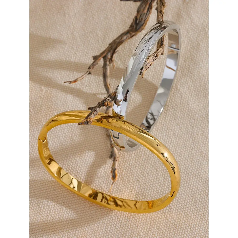 Jonc Lisse Doré — Argent 925 Plaqué Or 18K Bijoux de Paris