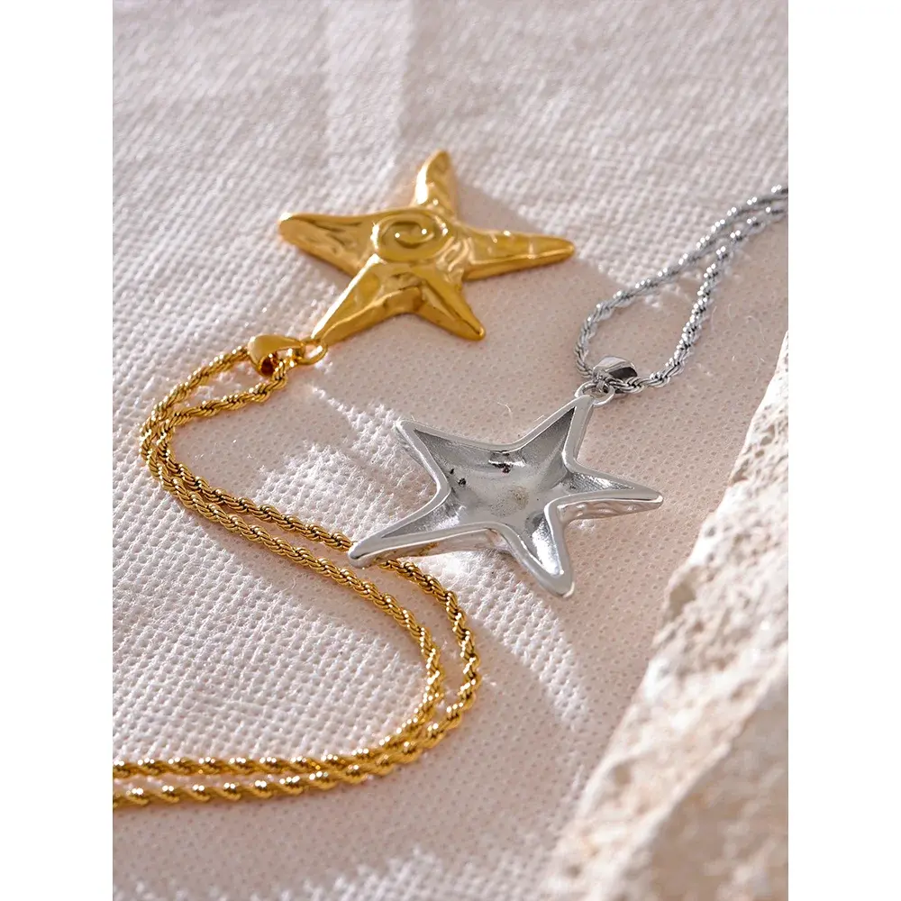 Collier Pendentif Étoile de Mer — Argent 925 Plaqué Or 18K Bijoux de Paris