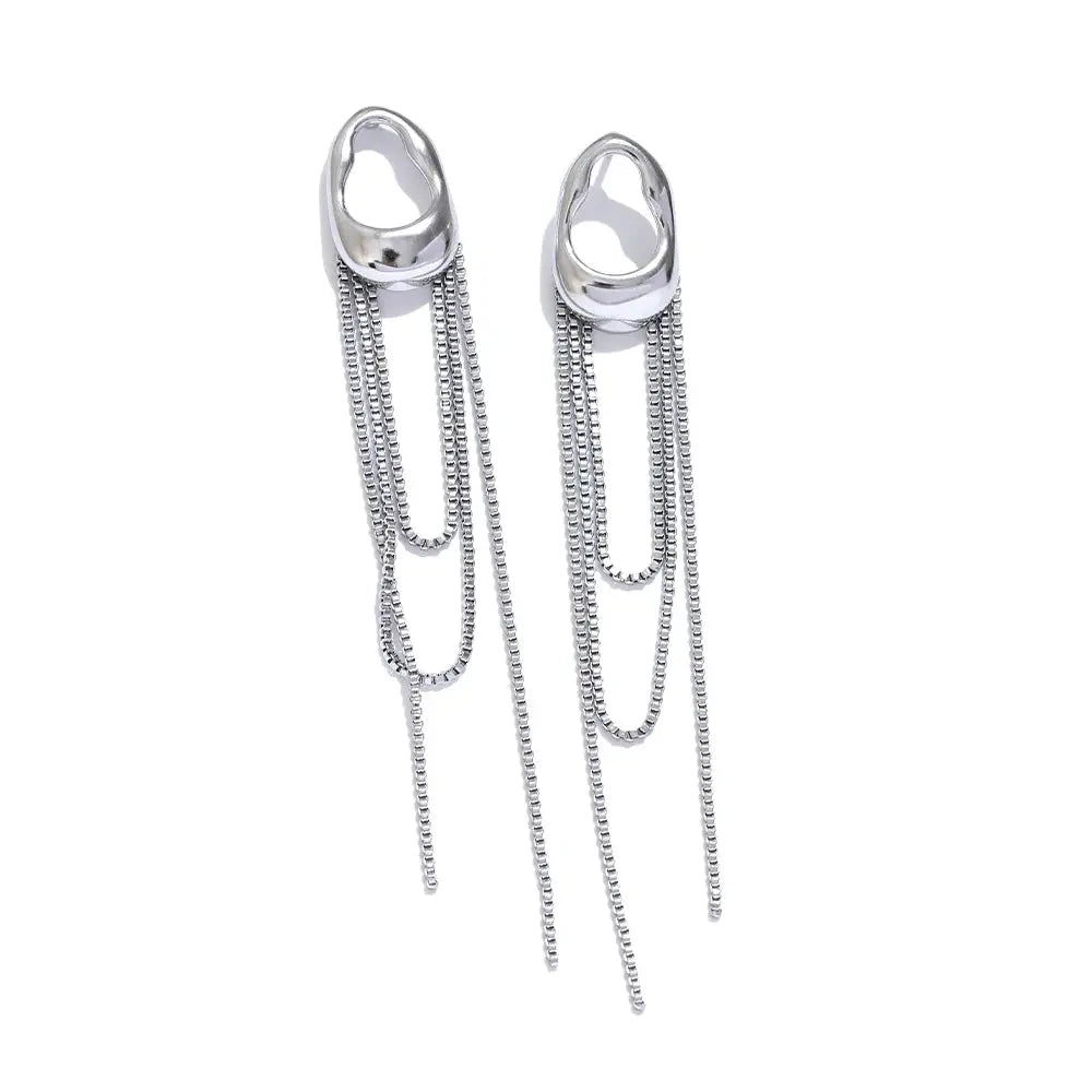 Boucles Pendantes Géométriques à Chaîne — Argent 925 Plaqué Or 18K Bijoux de Paris