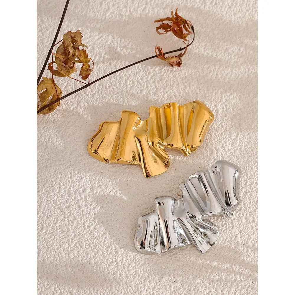 Broche Géométrique Abstraite — Argent 925 Plaqué Or 18K Bijoux de Paris