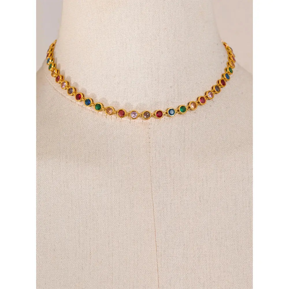 Collier et Bracelet Zircones Colorées — Argent 925 Plaqué Or 18K Bijoux de Paris