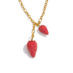 Collier Pendentif Fraise — Argent 925 Plaqué Or 18K Bijoux de Paris