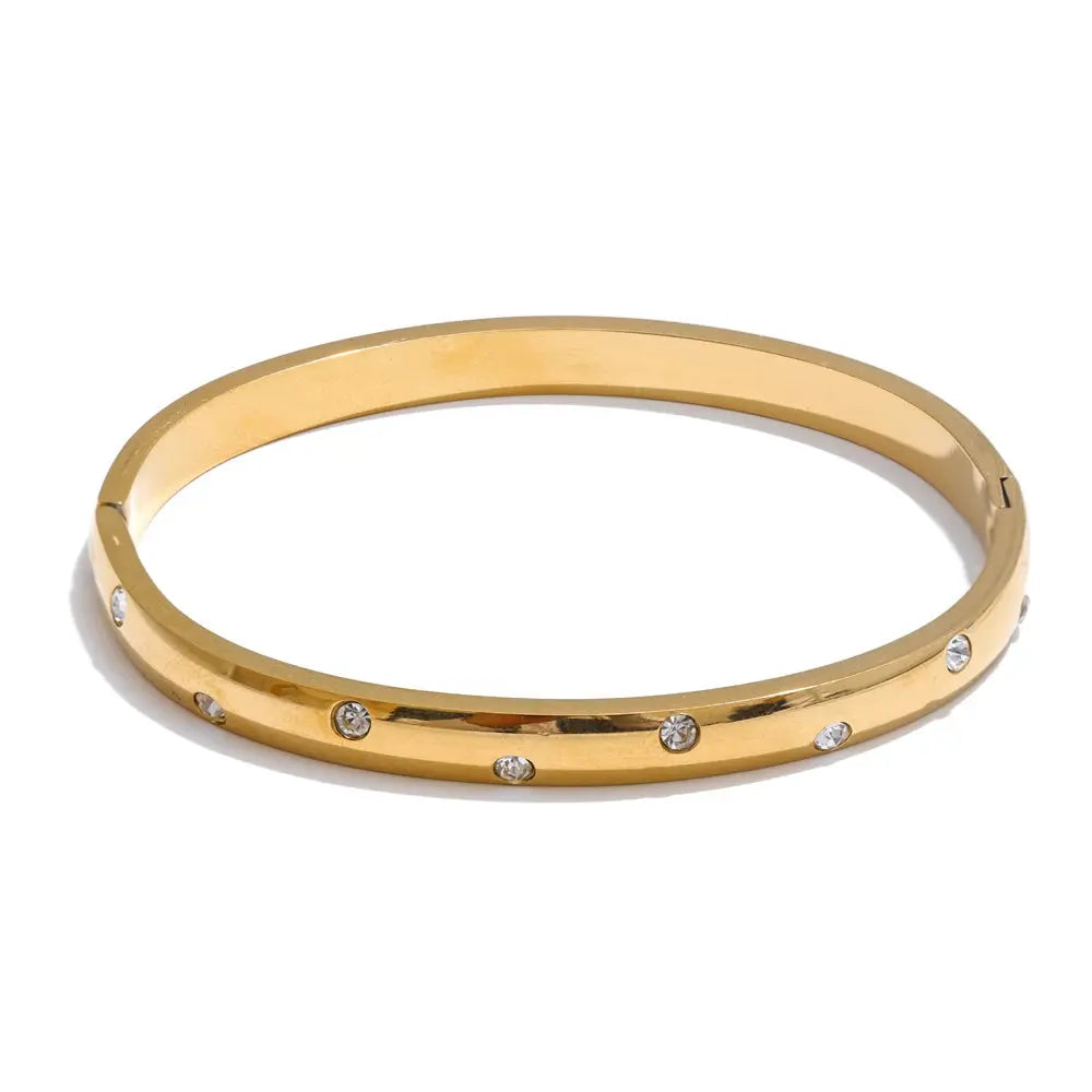 Jonc Pavé Zircone — Argent 925 Plaqué Or 18K Bijoux de Paris