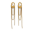 Boucles Pendantes Géométriques à Chaîne — Argent 925 Plaqué Or 18K Bijoux de Paris