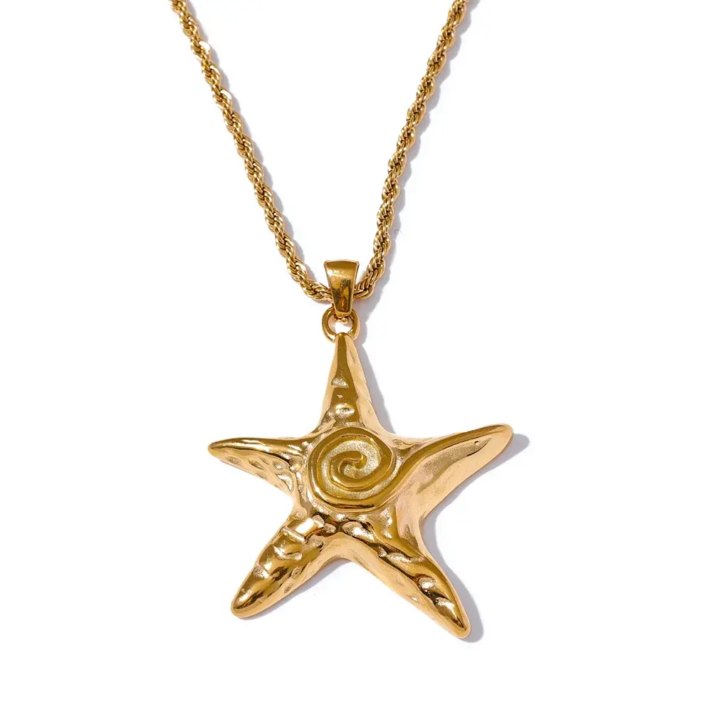 Collier Pendentif Étoile de Mer — Argent 925 Plaqué Or 18K Bijoux de Paris