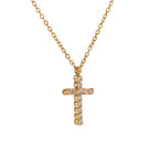 Collier Pendentif Croix Zircone — Argent 925 Plaqué Or 18K Bijoux de Paris