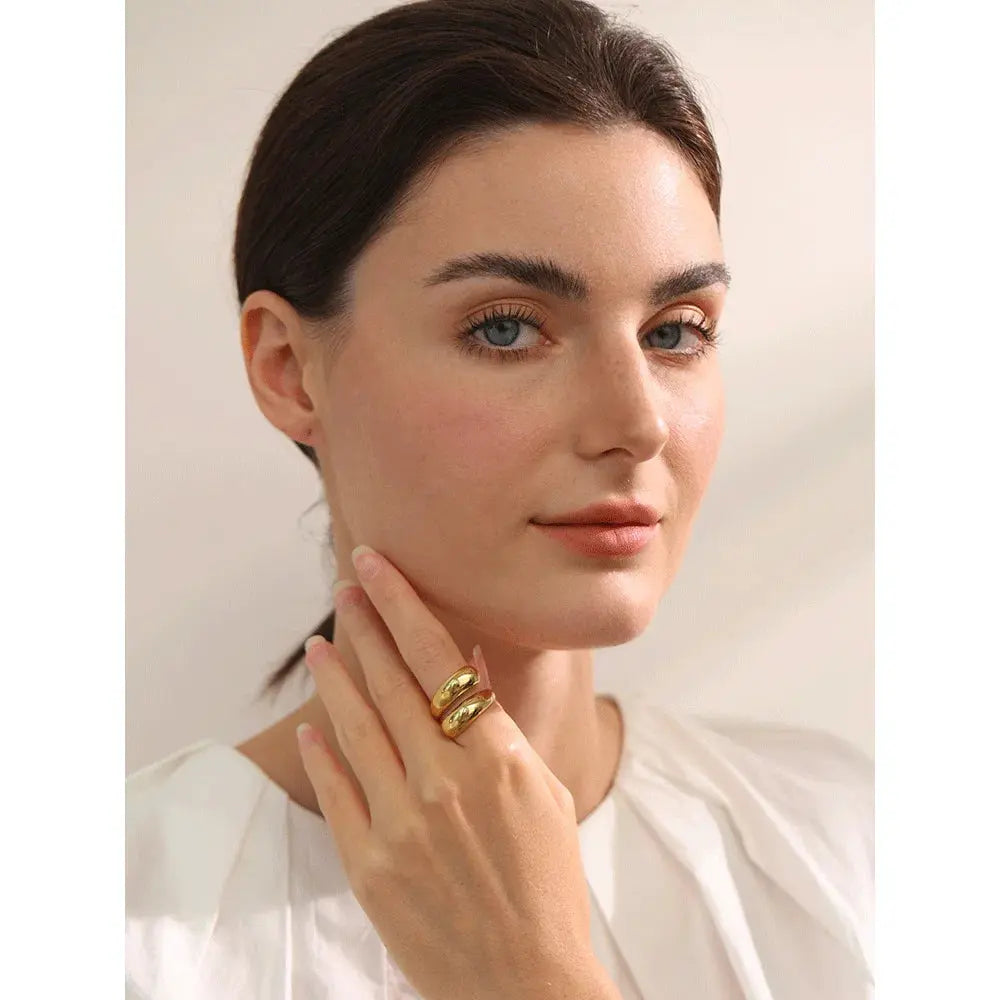 Bague Sculptée Design — Argent 925 Plaqué Or 18K Bijoux de Paris