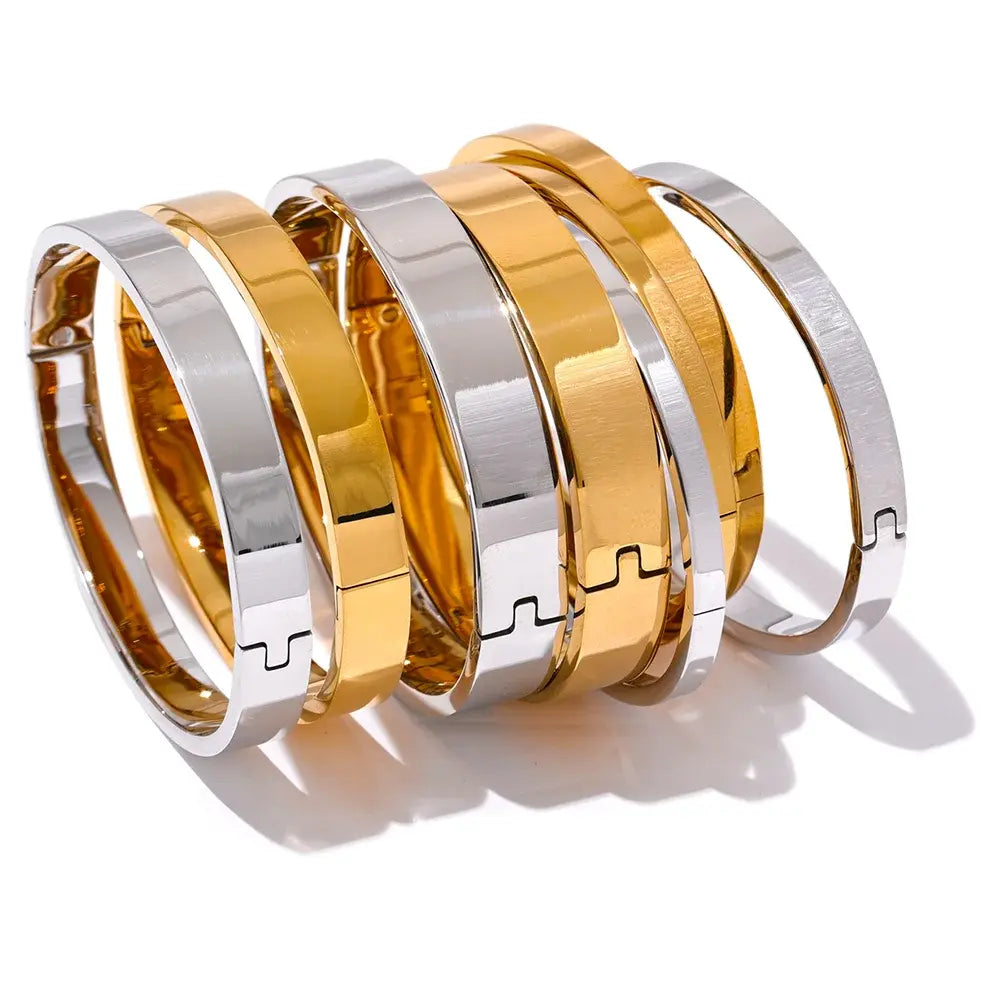 Jonc Rond Texturé Large — Argent 925 Plaqué Or 18K From Paris Jewelry