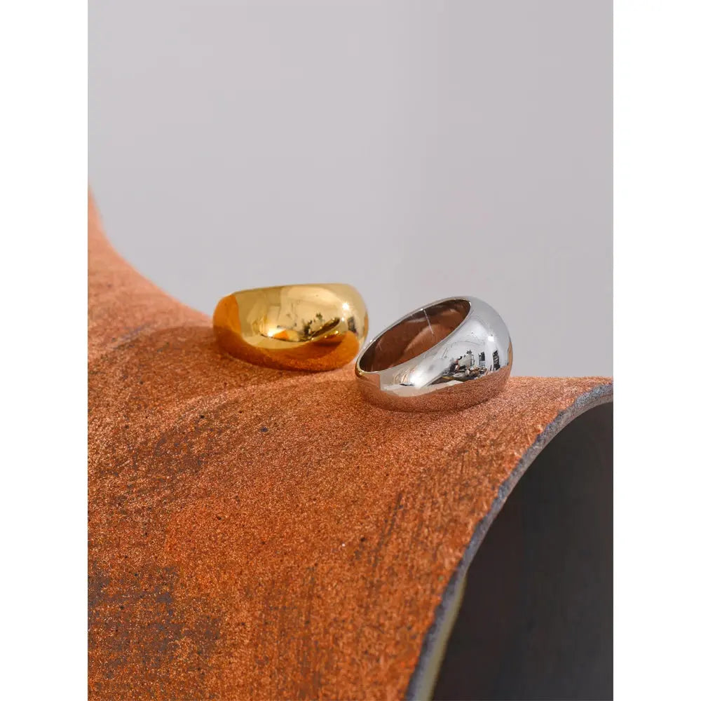 Bague Épaisse Lisse — Argent 925 Plaqué Or 18K Bijoux de Paris