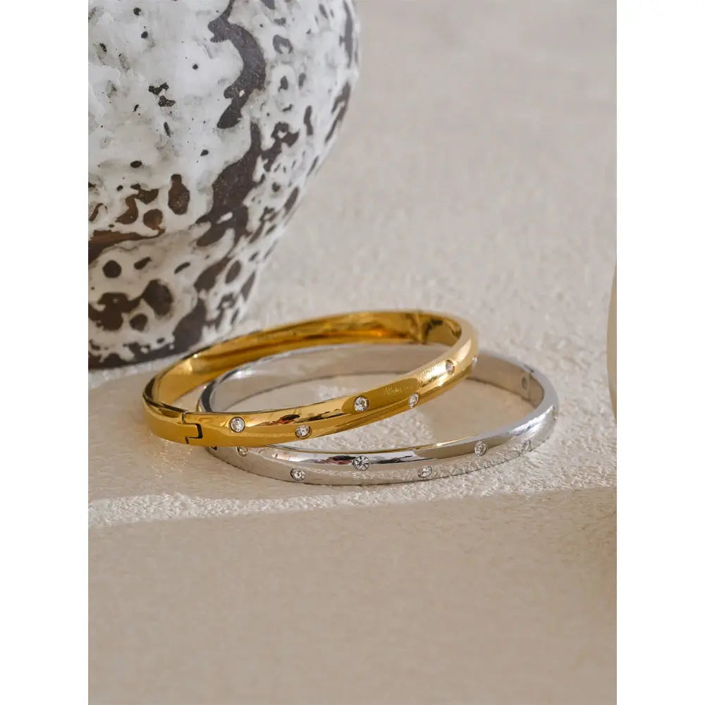Jonc Pavé Zircone — Argent 925 Plaqué Or 18K Bijoux de Paris