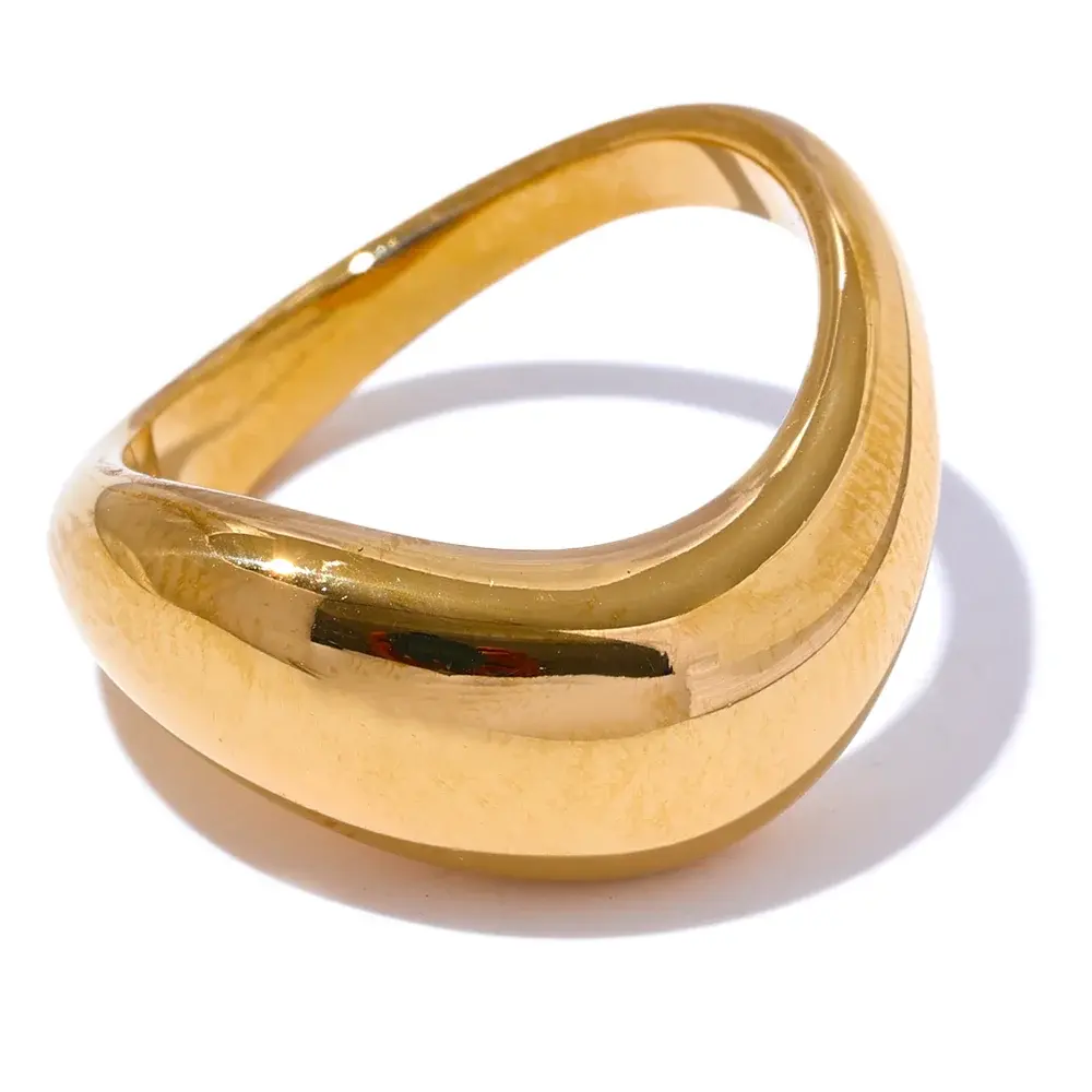 Bague Géométrique Lisse — Argent 925 Plaqué Or 18K Bijoux de Paris