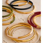 Set de 3 Joncs Superposés Résine — Argent 925 Plaqué Or 18K Bijoux de Paris