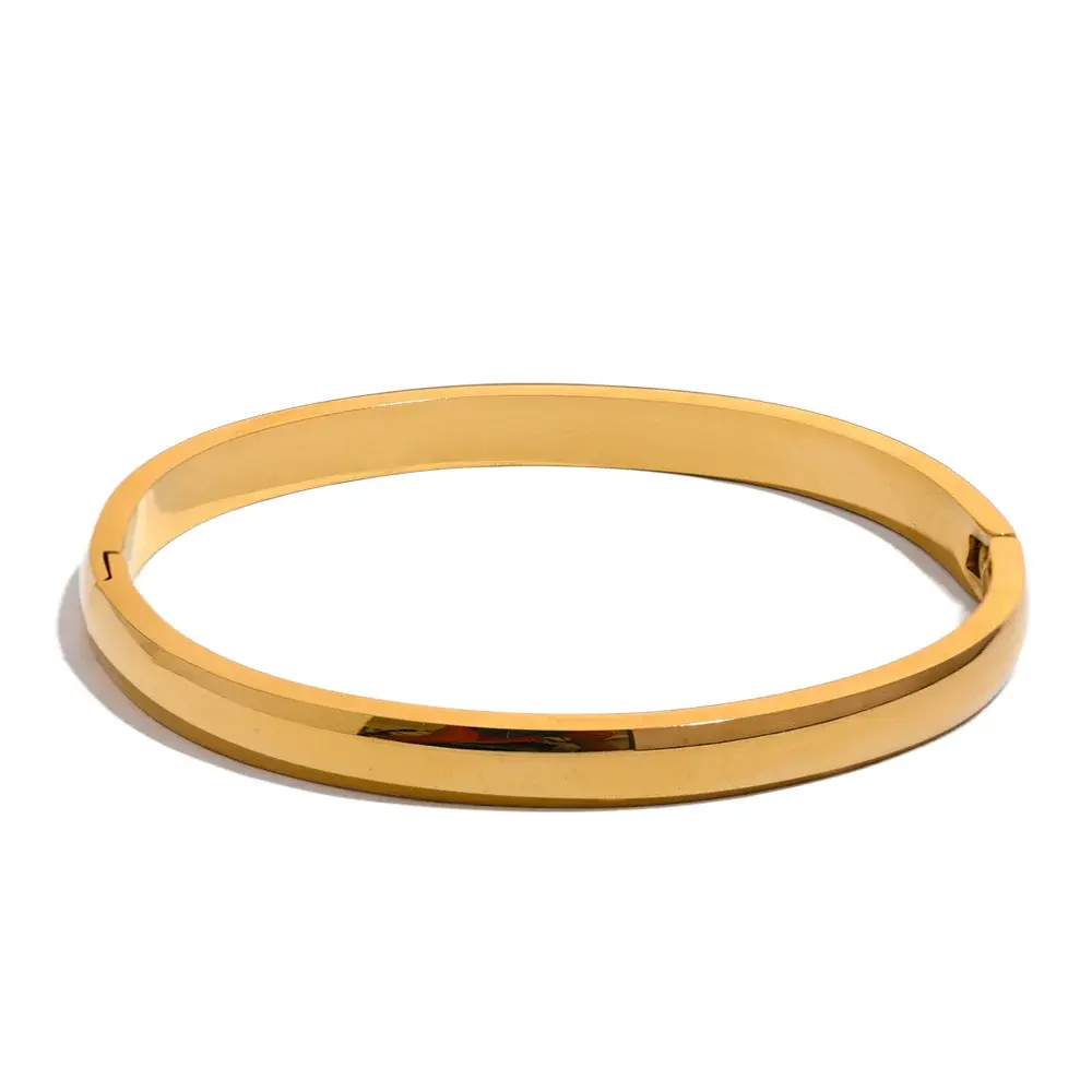Jonc Lisse Doré — Argent 925 Plaqué Or 18K Bijoux de Paris