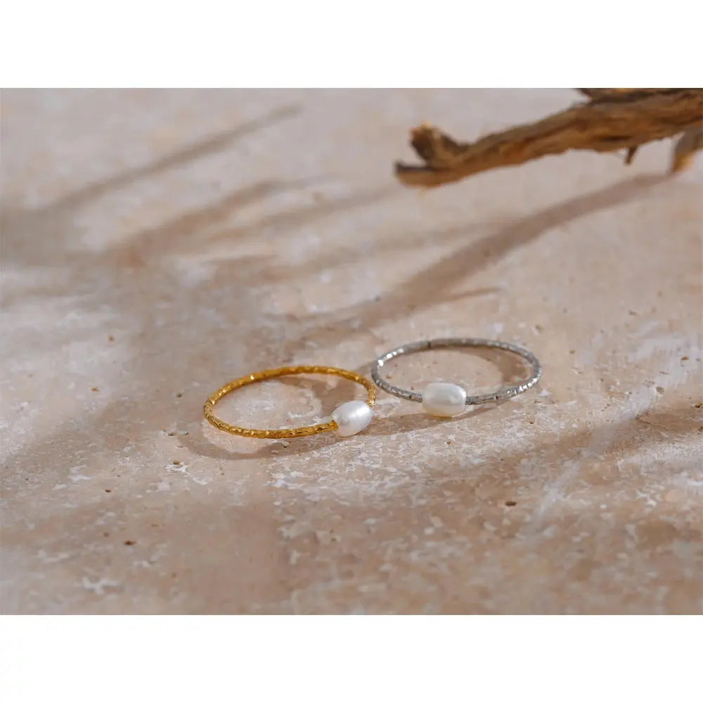 Bague Fine Perle d'Eau Douce — Argent 925 Plaqué Or 18K Bijoux de Paris