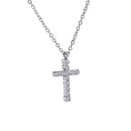 Collier Pendentif Croix Zircone — Argent 925 Plaqué Or 18K Bijoux de Paris