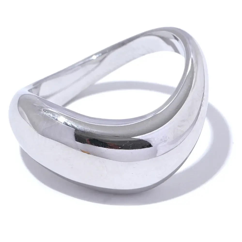 Bague Géométrique Lisse — Argent 925 Plaqué Or 18K Bijoux de Paris