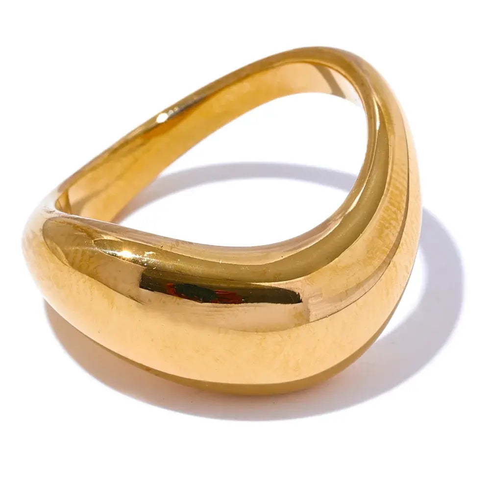 Bague Géométrique Lisse — Argent 925 Plaqué Or 18K Bijoux de Paris