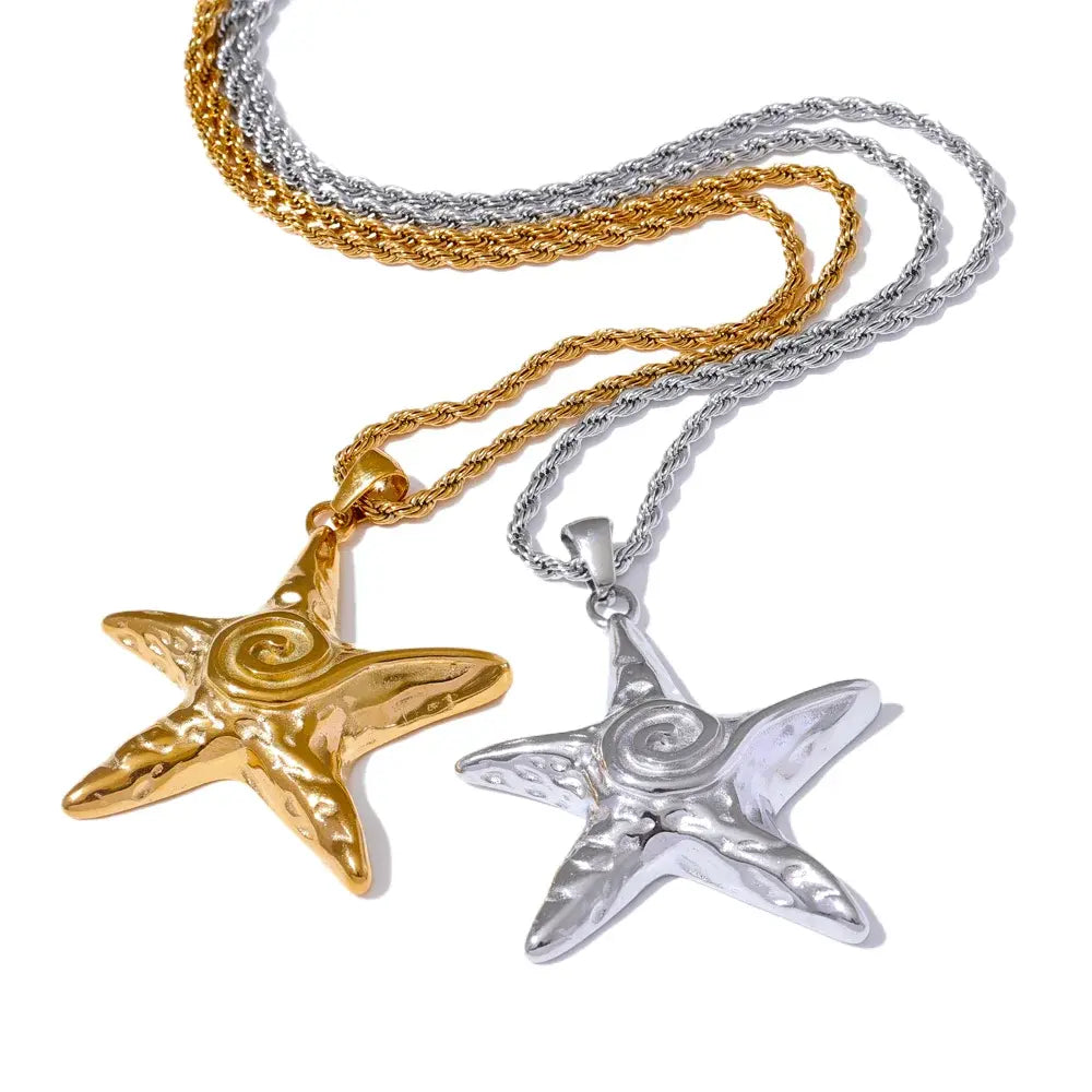 Collier Pendentif Étoile de Mer — Argent 925 Plaqué Or 18K Bijoux de Paris