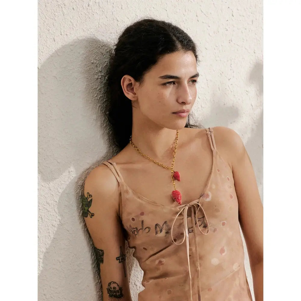 Collier Pendentif Fraise — Argent 925 Plaqué Or 18K Bijoux de Paris