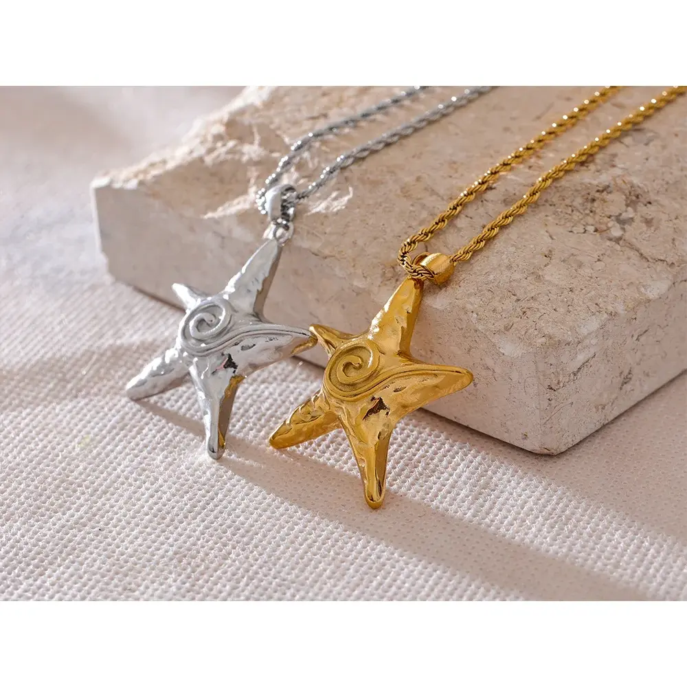 Collier Pendentif Étoile de Mer — Argent 925 Plaqué Or 18K Bijoux de Paris
