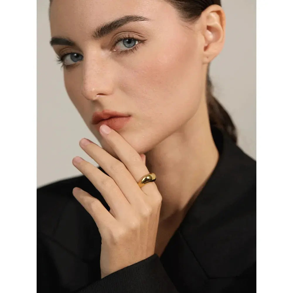 Bague Géométrique Lisse — Argent 925 Plaqué Or 18K Bijoux de Paris