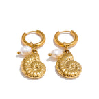 Boucles d'Oreilles Coquillage Perle d'Eau Douce — Argent 925 Plaqué Or 18K Bijoux de Paris